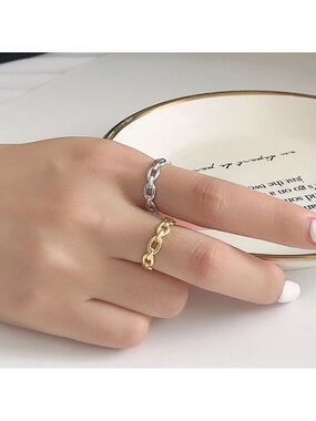 Sterling silver adjustable shank Chain link ring